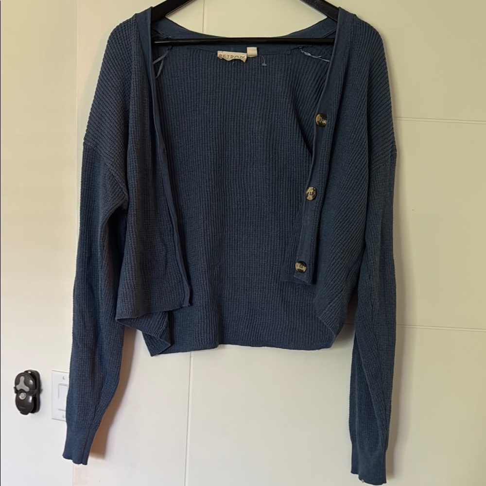 Women's Blue waffle cardigan